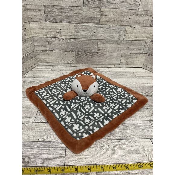 Levtex Fox Baby Lovey Brown Gray Geometric Security Blanket Orange - Picture 1 of 5
